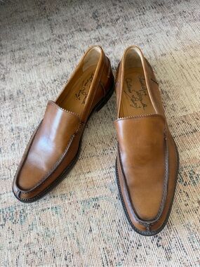Antonio Maurizi Cognac Leather Slip-On Loafers
